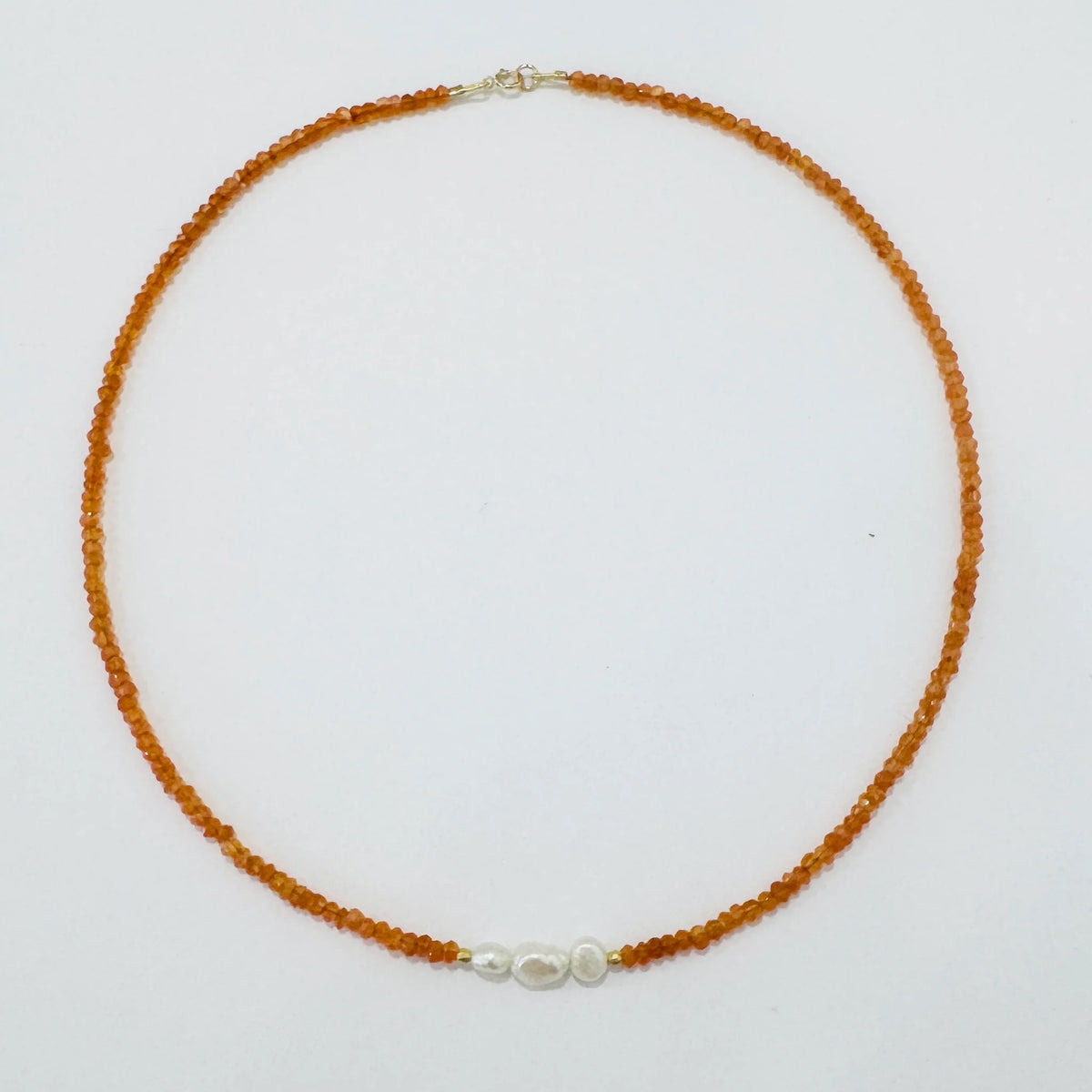 Pearl Focal Delicate Necklace- Carnelian