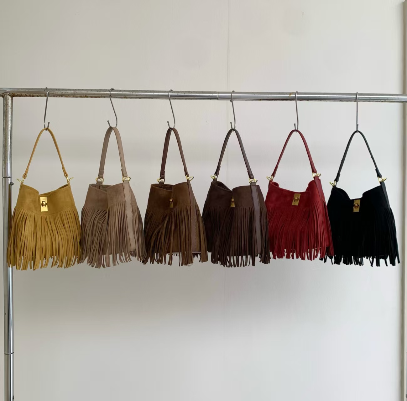 Suede-Like Microfiber Leather Crossbody Bucket Bag
