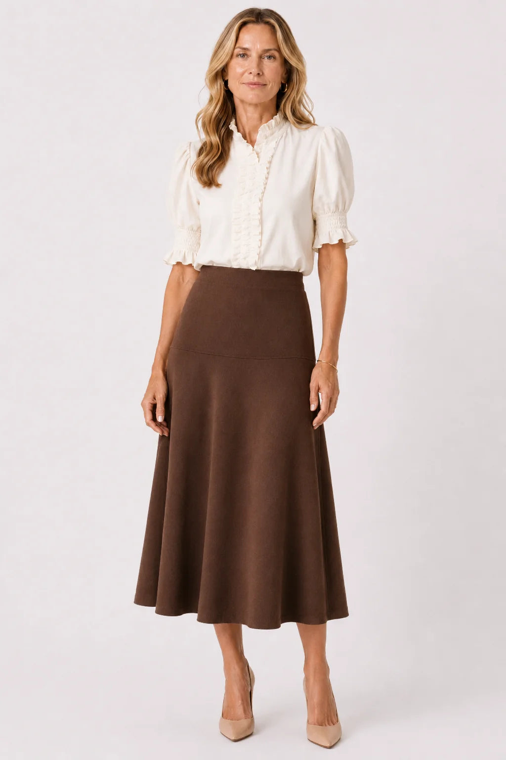 Kiki Ruffle Cotton Shirt in Cream