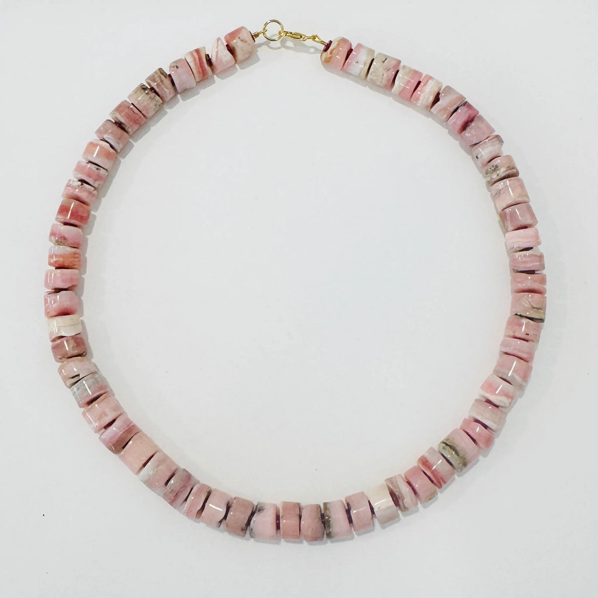 Natural Pink Opal Heishi Cut Candy Necklace