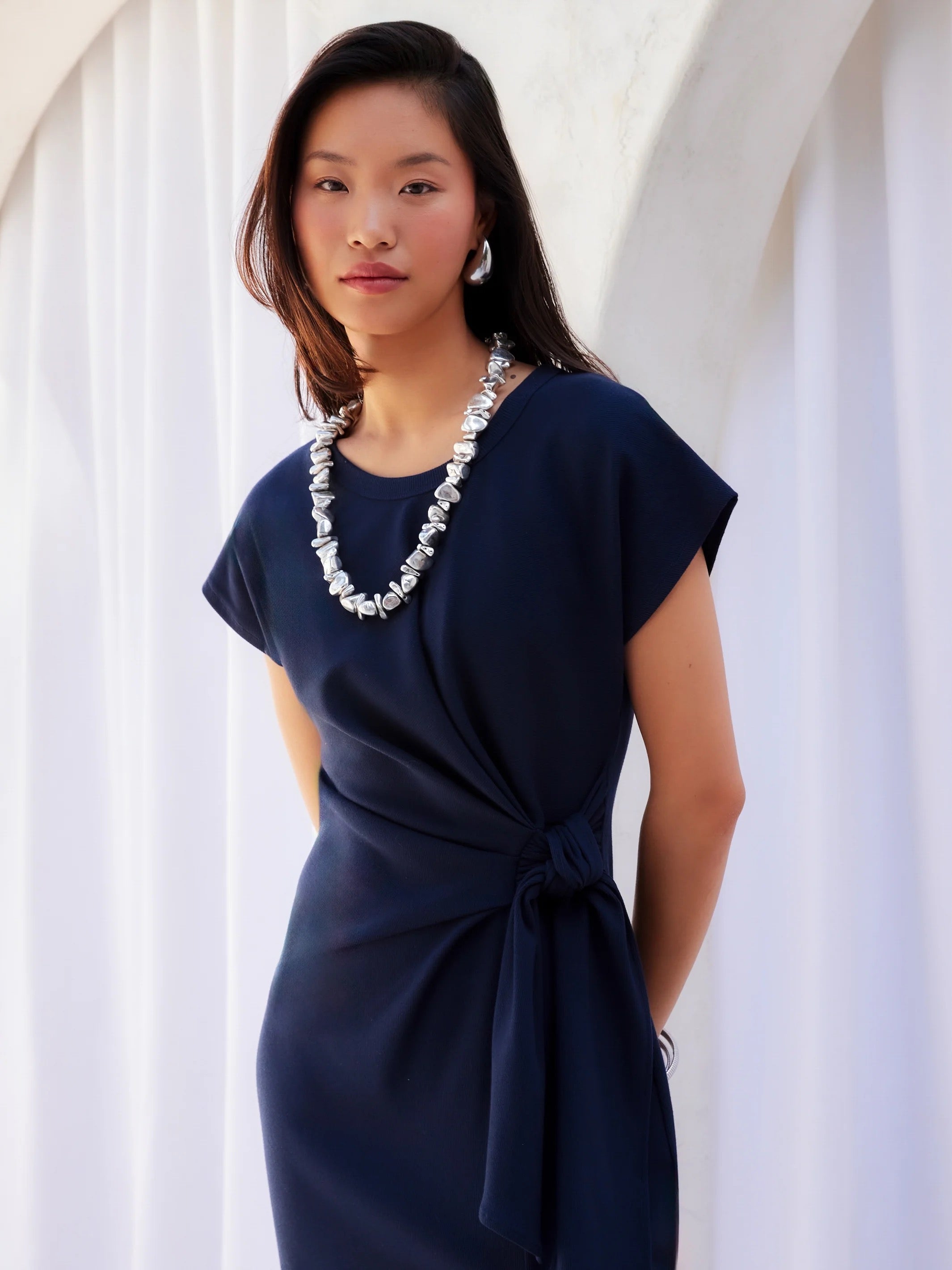 MARISSA SIDE-KNOT MIDI DRESS