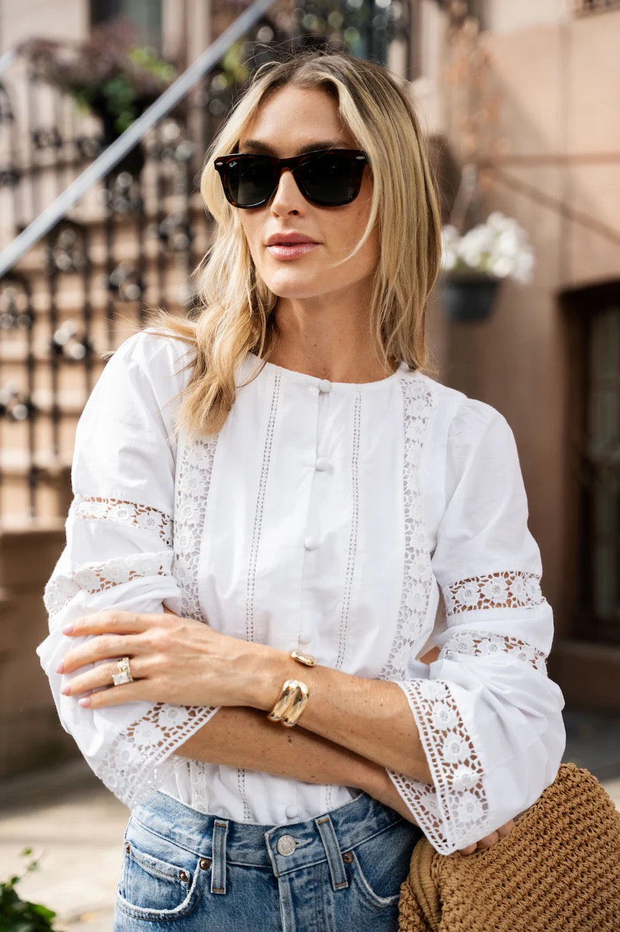 White Button Front Blouse