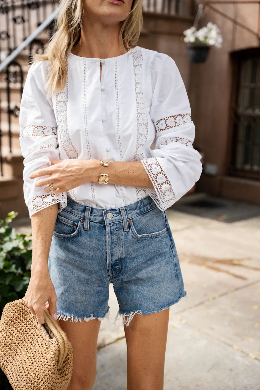 White Button Front Blouse