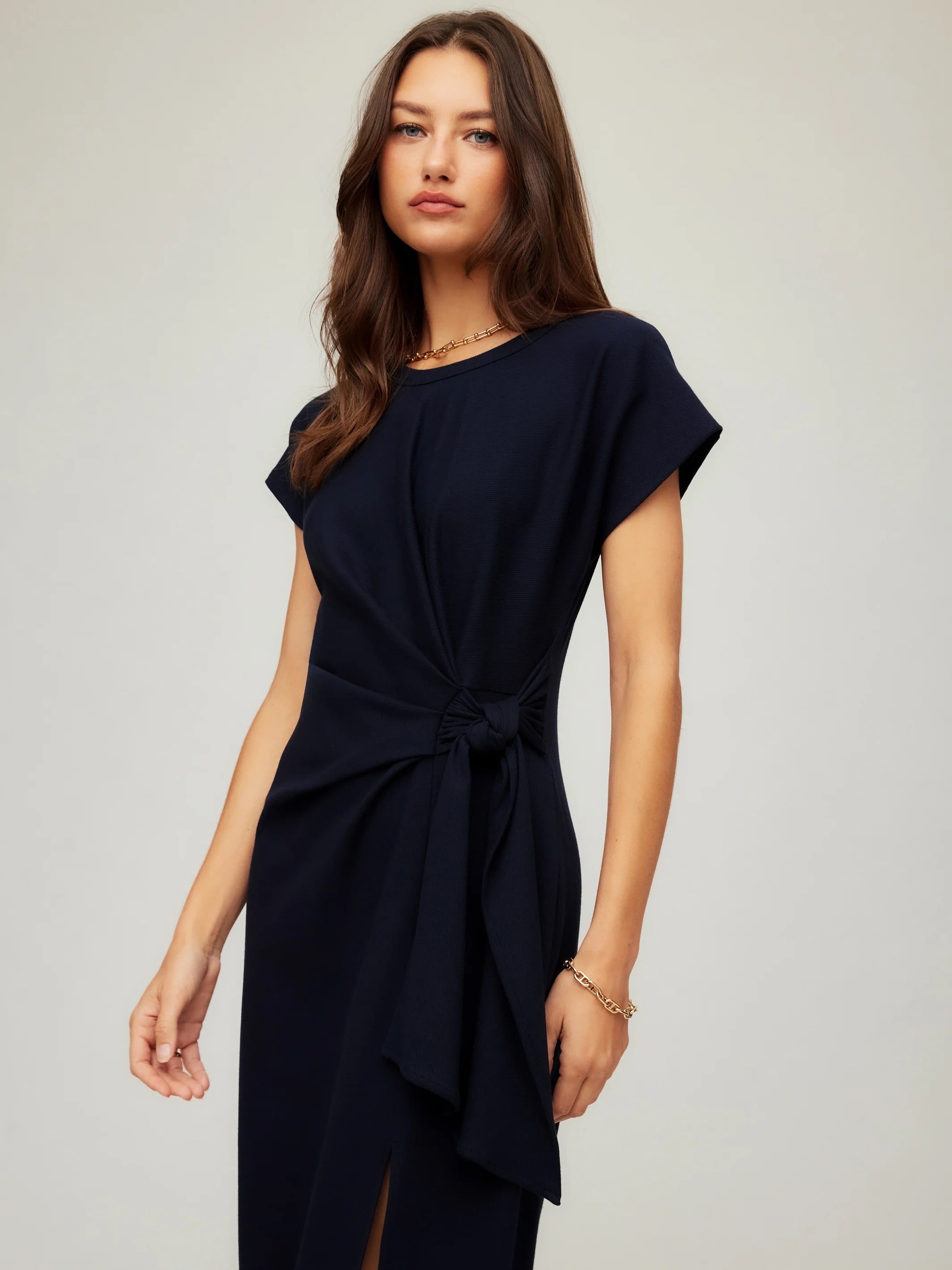 MARISSA SIDE-KNOT MIDI DRESS