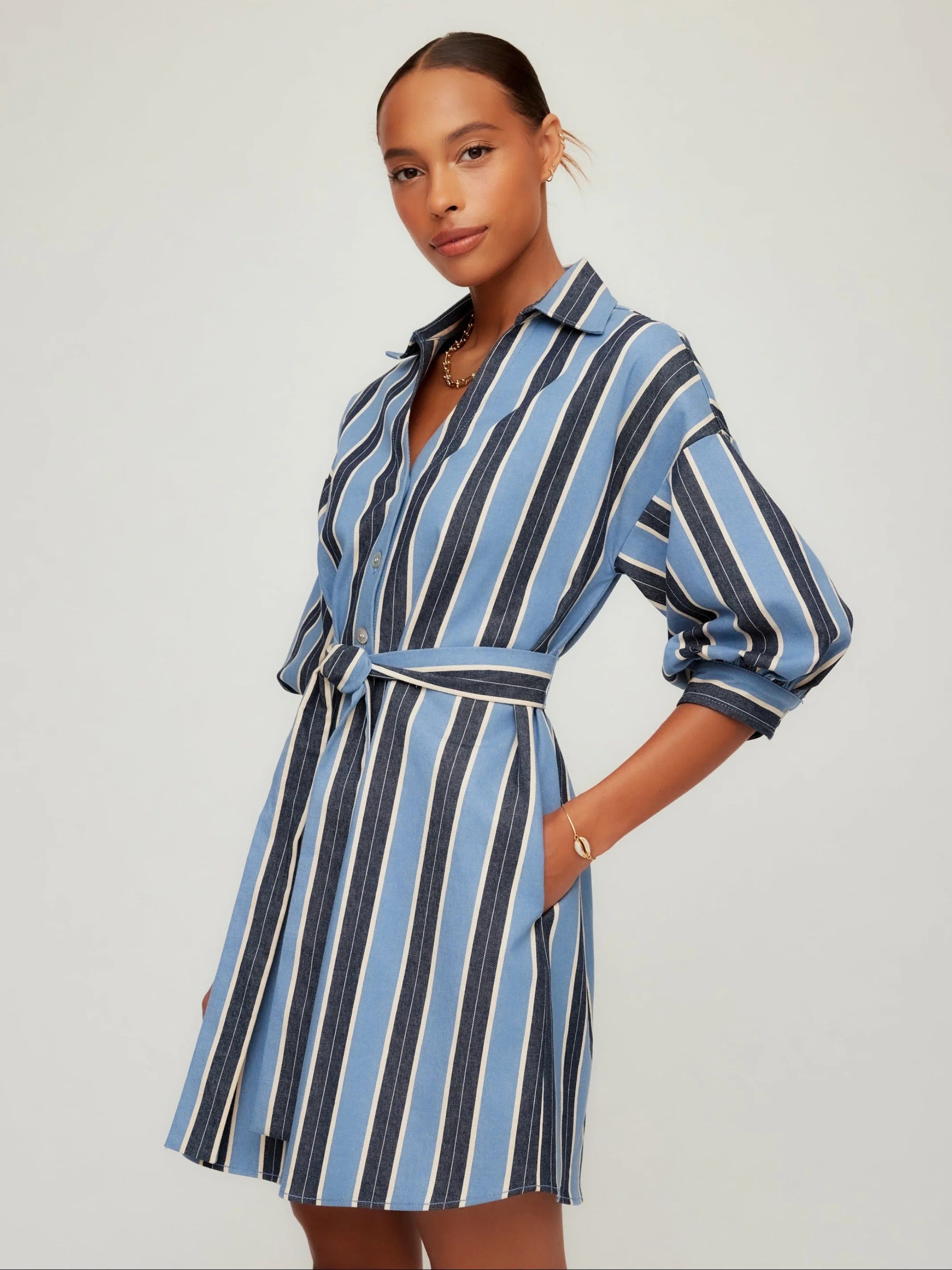 BLAIRE LANTERN SLEEVE TIE DRESS