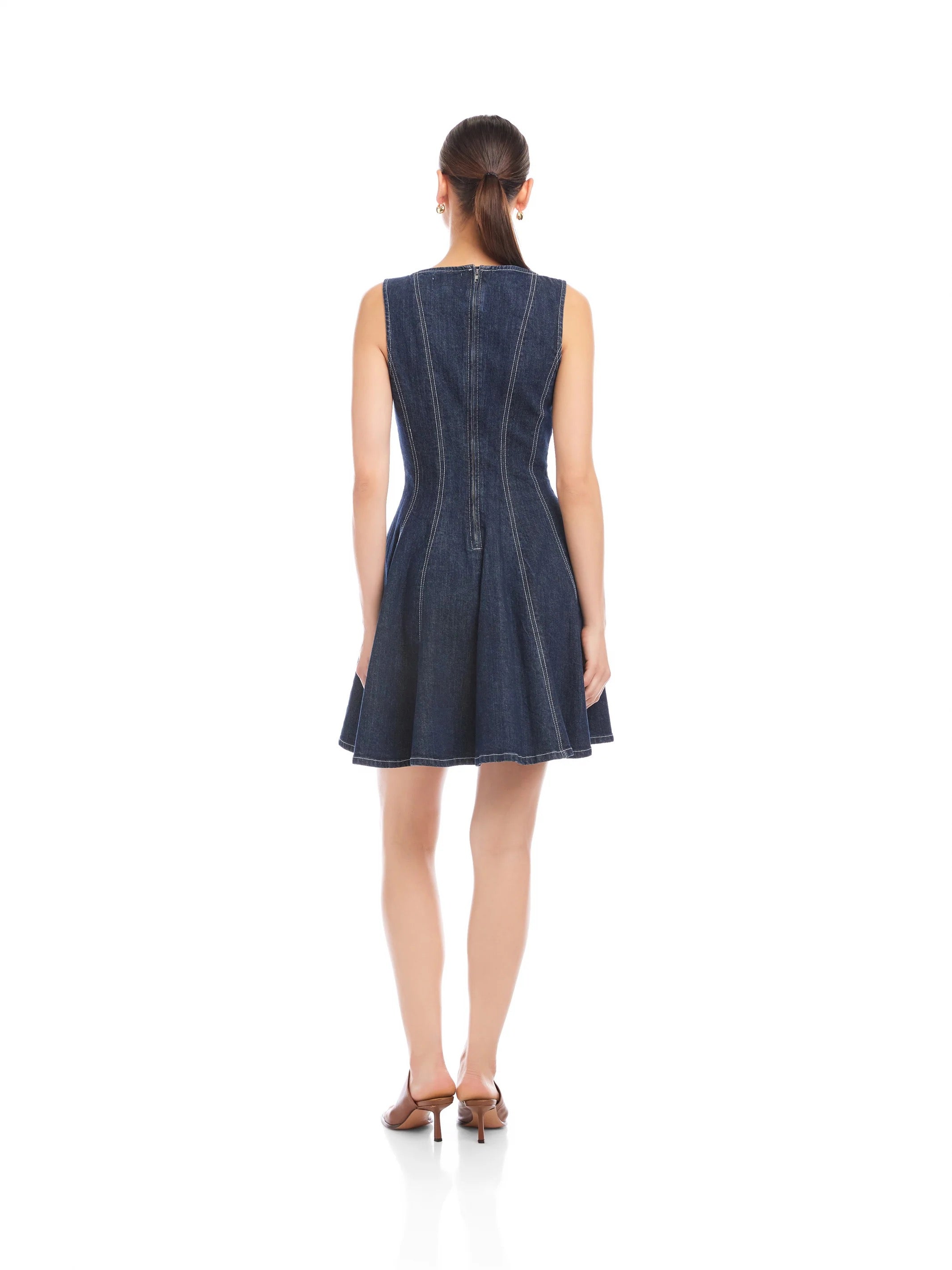 DARLA CONTRAST STITCH DENIM DRESS