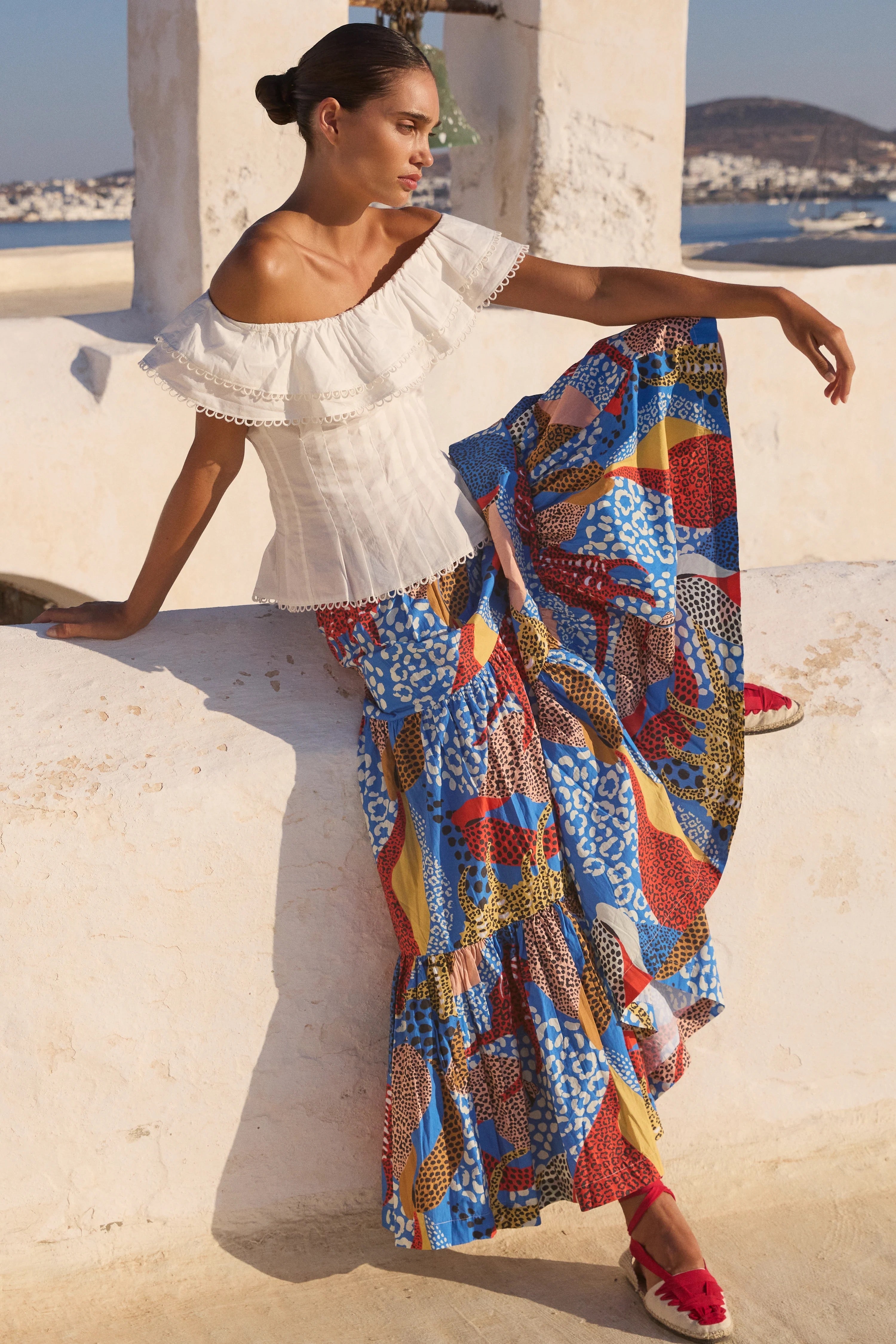 TIERED MAXI SKIRT- NAUTILUS BLUE
