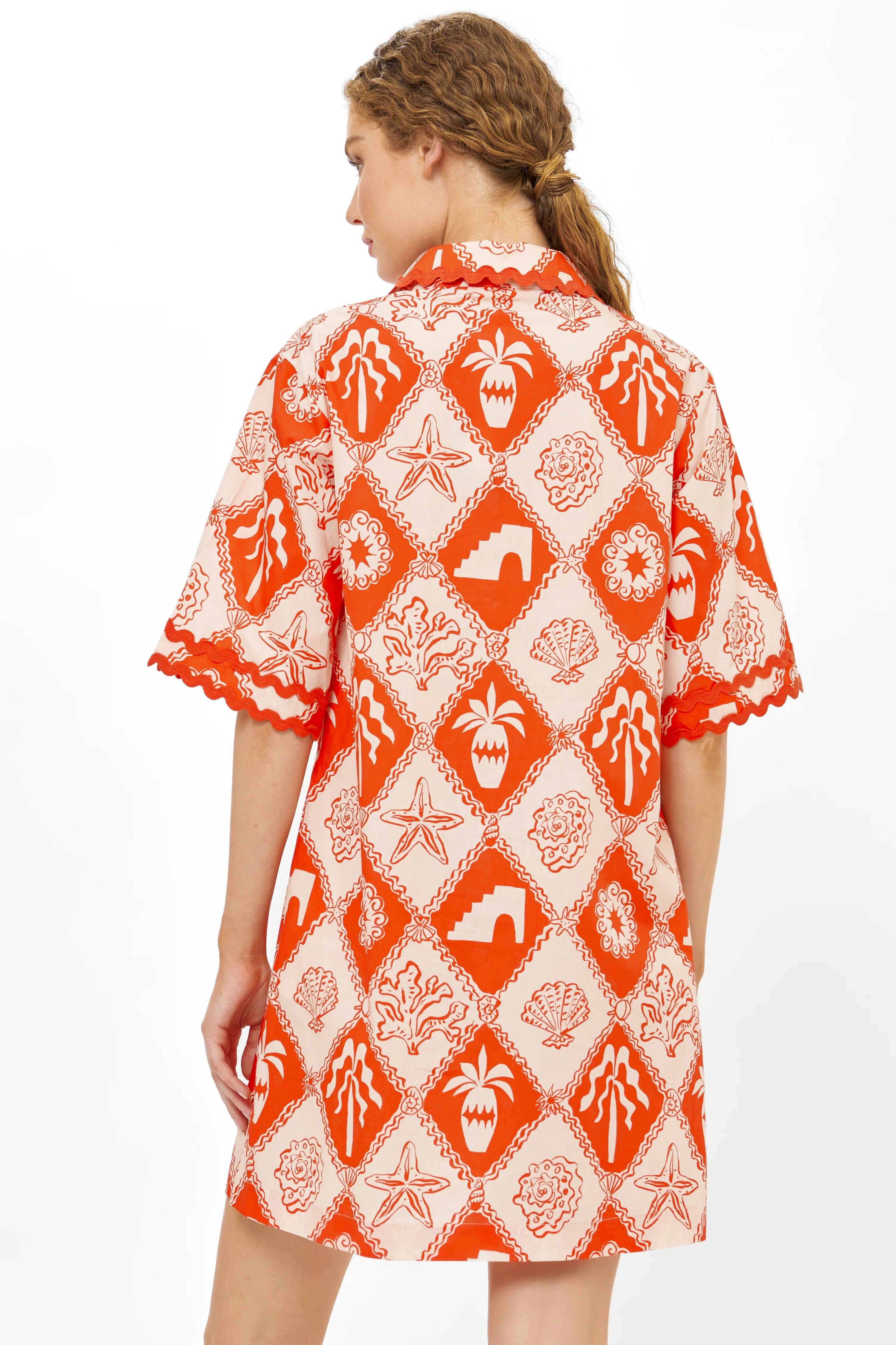 COLLARED SHIRT DRESS MINI- ASTERIAS RED