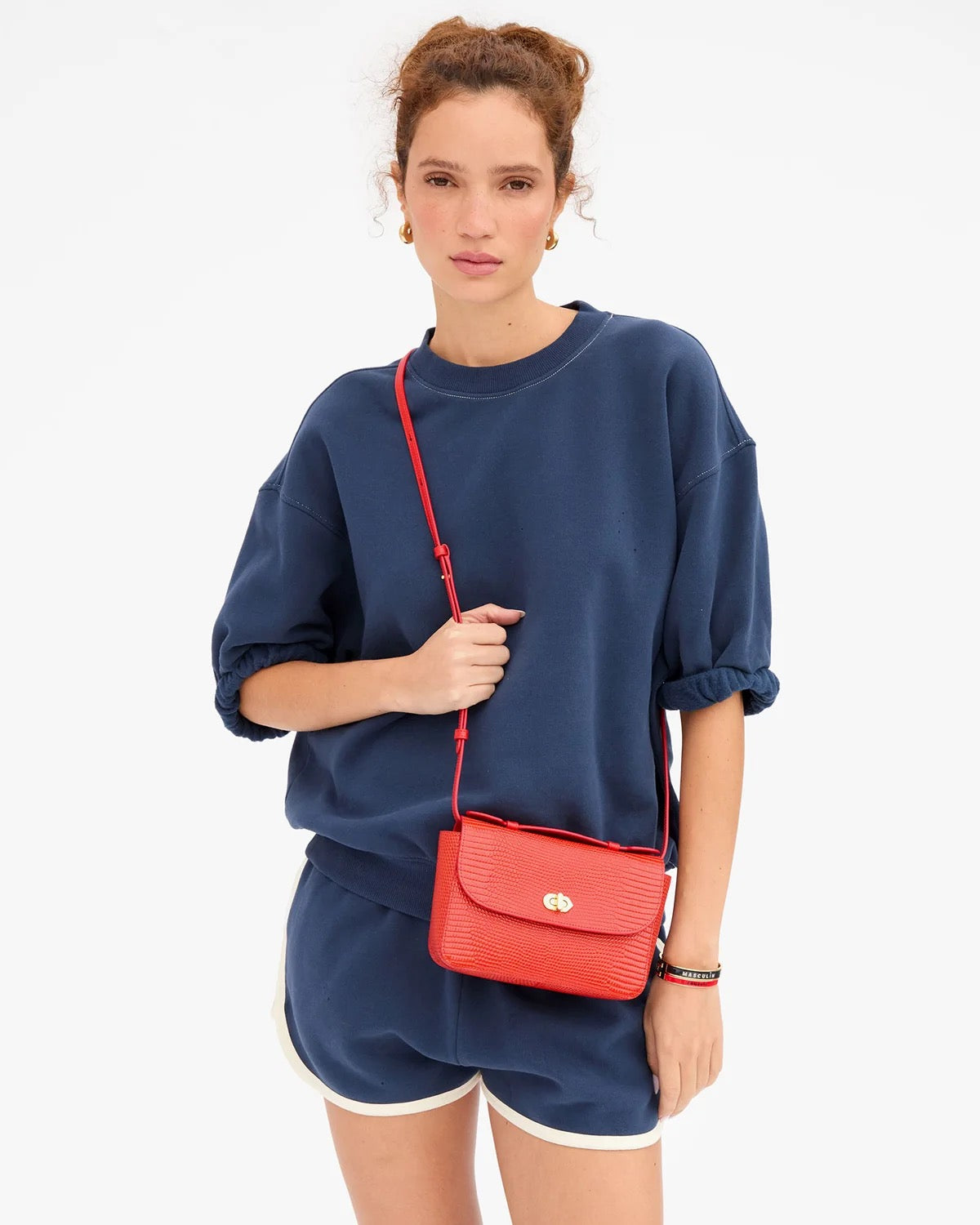 Kathryn Red Embossed Lizard