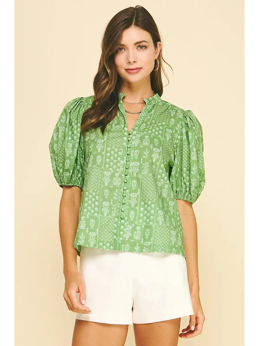 Floral Button Down Blouse Top