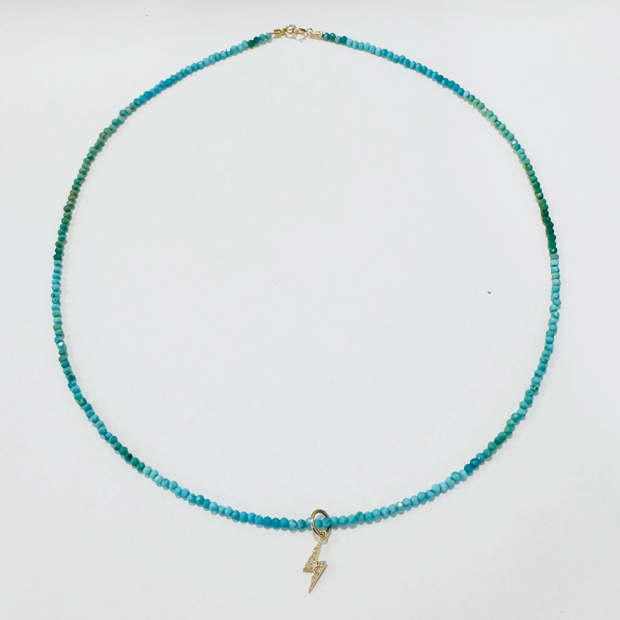 Delicate Gemstone Necklace with Lightning Bolt Charm