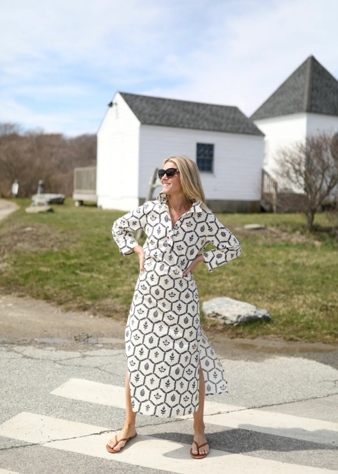 Sara Dress in Flower Stamp
