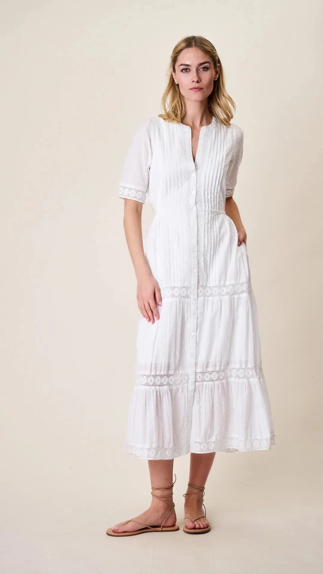 Eve Dress- White Dobby