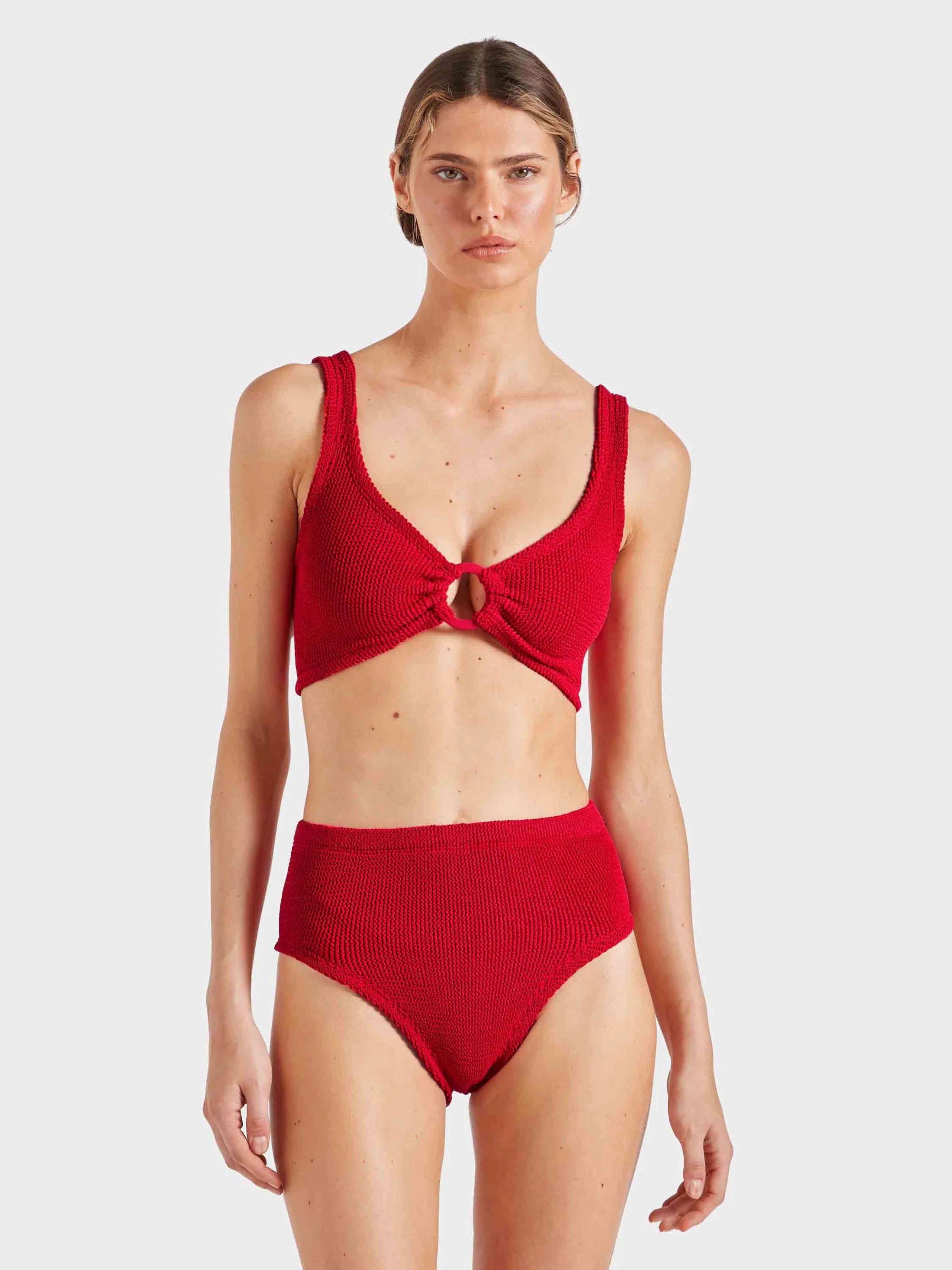 Nadine Bikini With Tonal Hoops Red