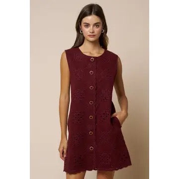 Mini Shift Dress Burgundy