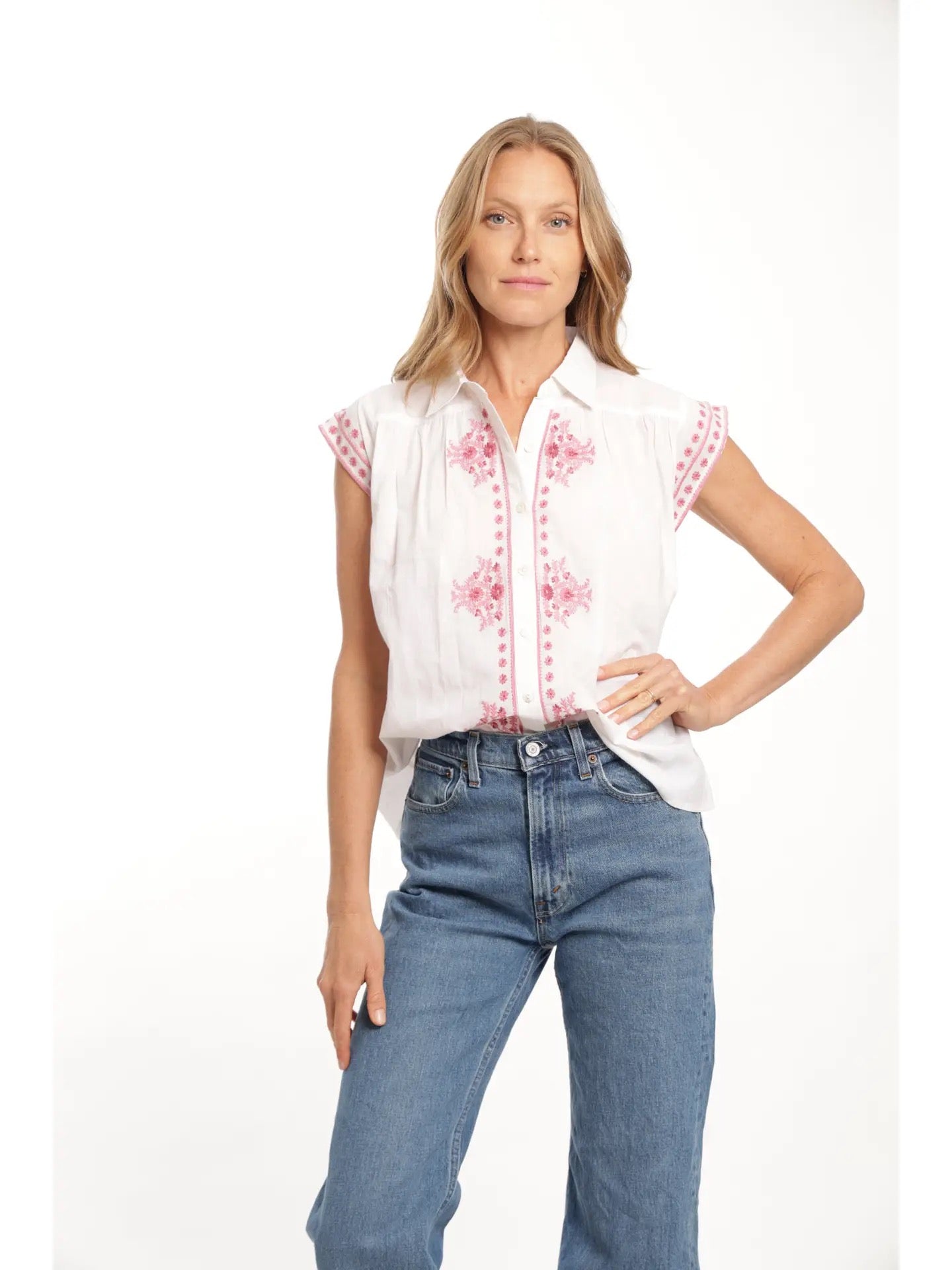 Esmeralda Blouse - White Blush
