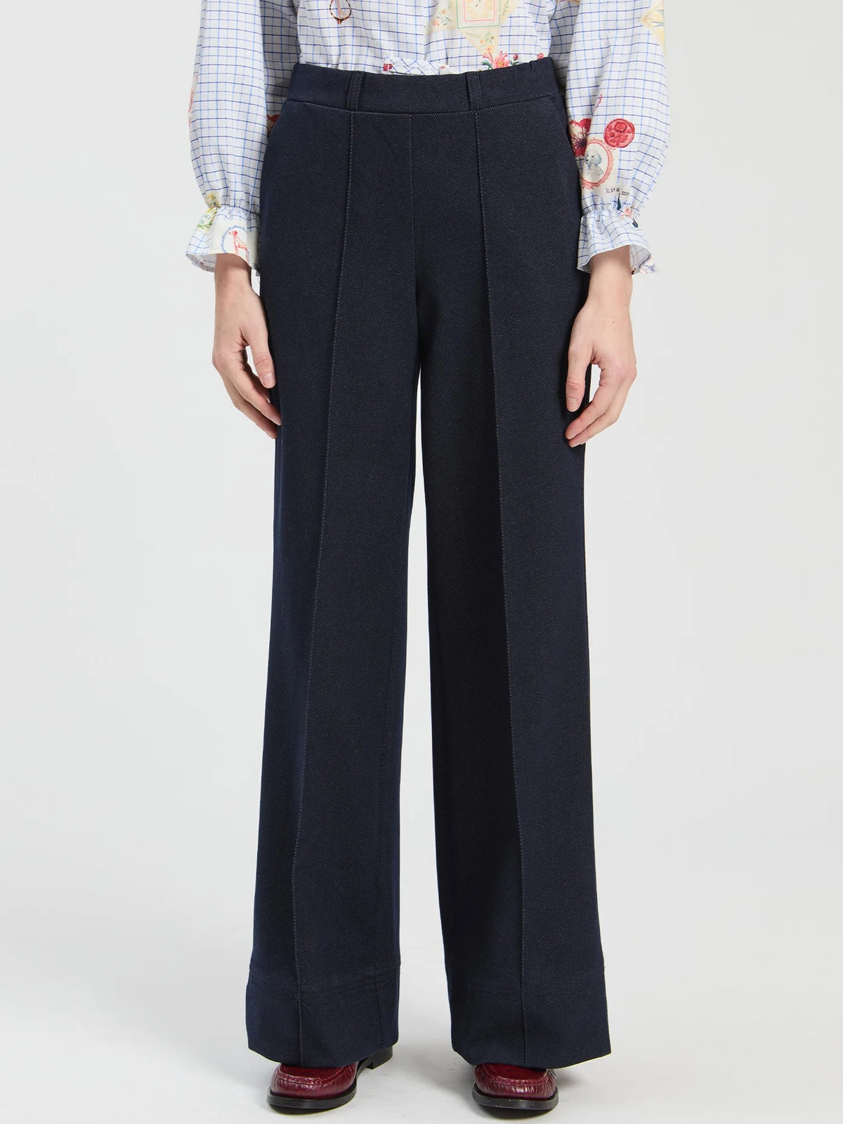 Navy Roma Straight Leg Trouser Pant