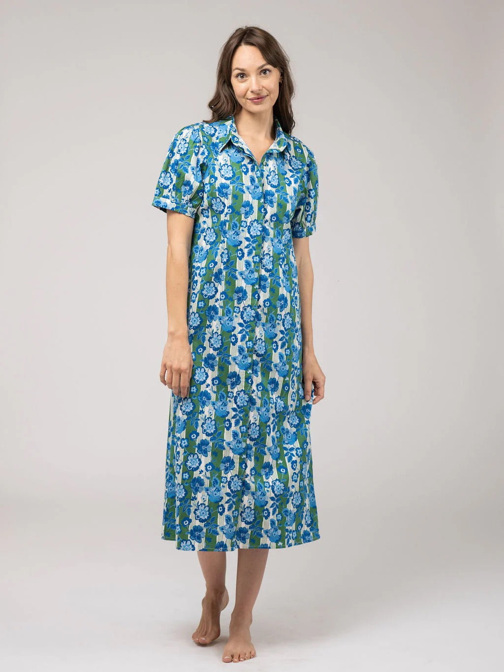 The Kris Dress | Green Picnic Stripe