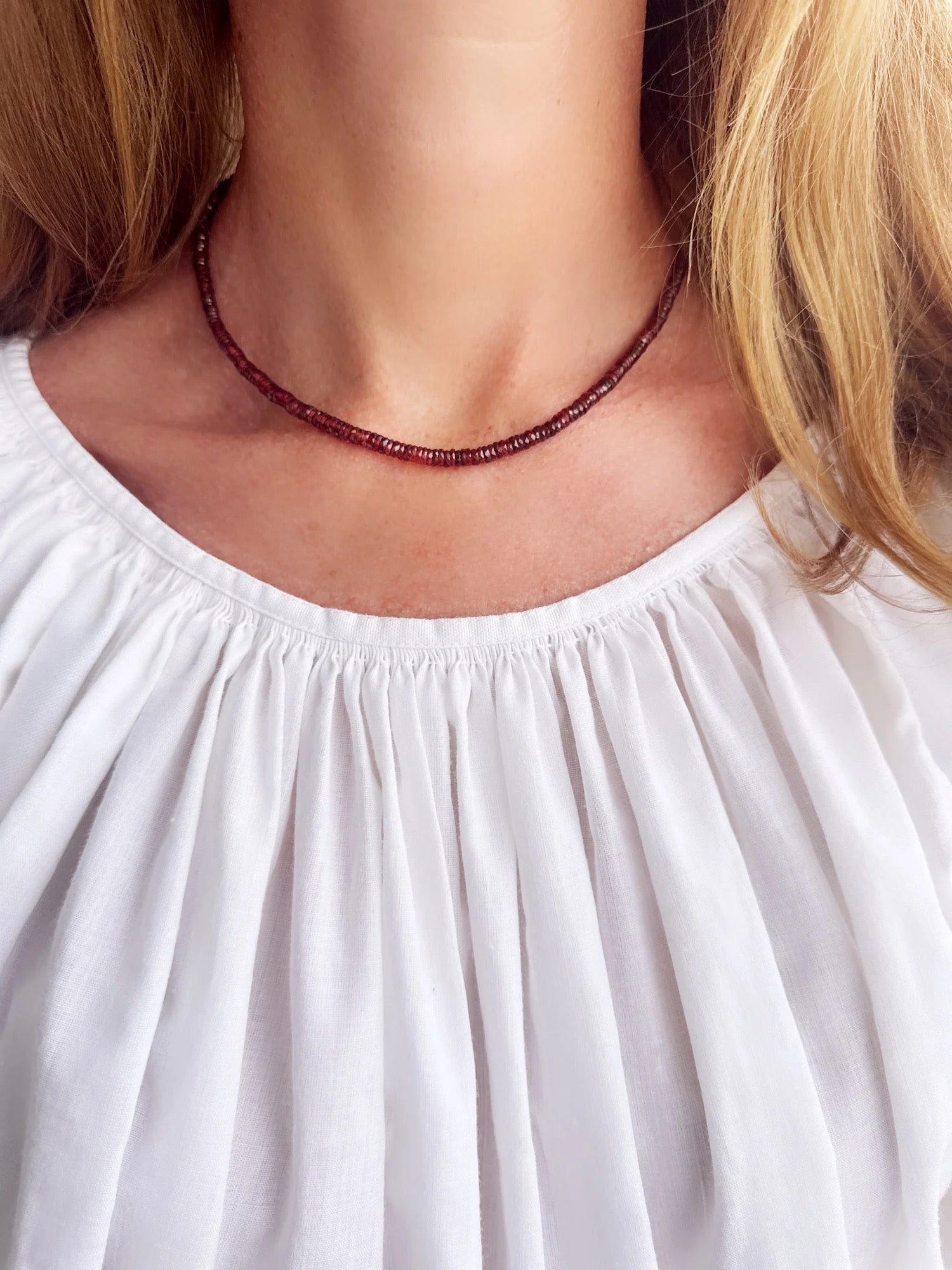 Garnet Heishi Necklace