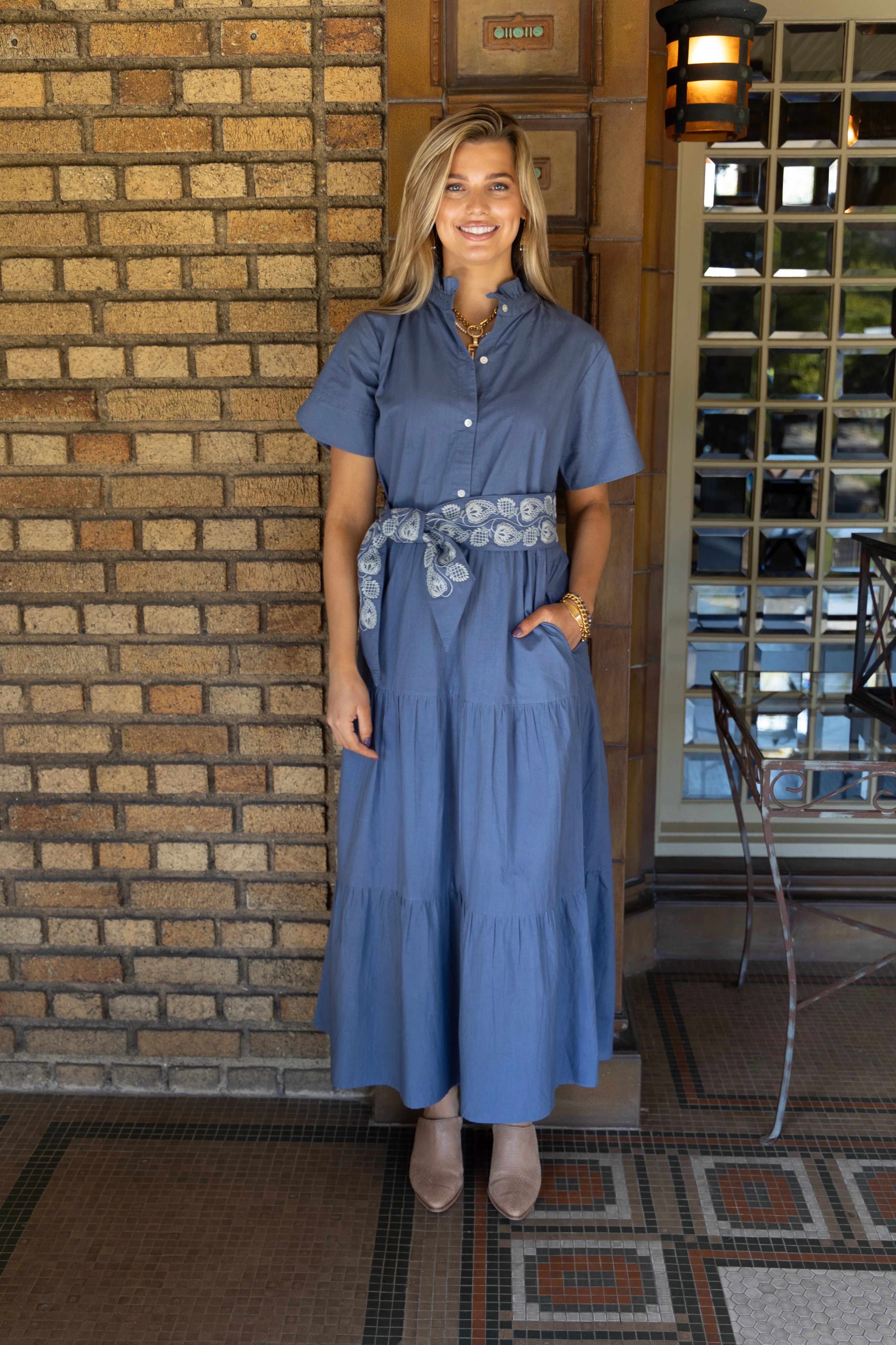 Val Maxi Dress in Cadet Blue