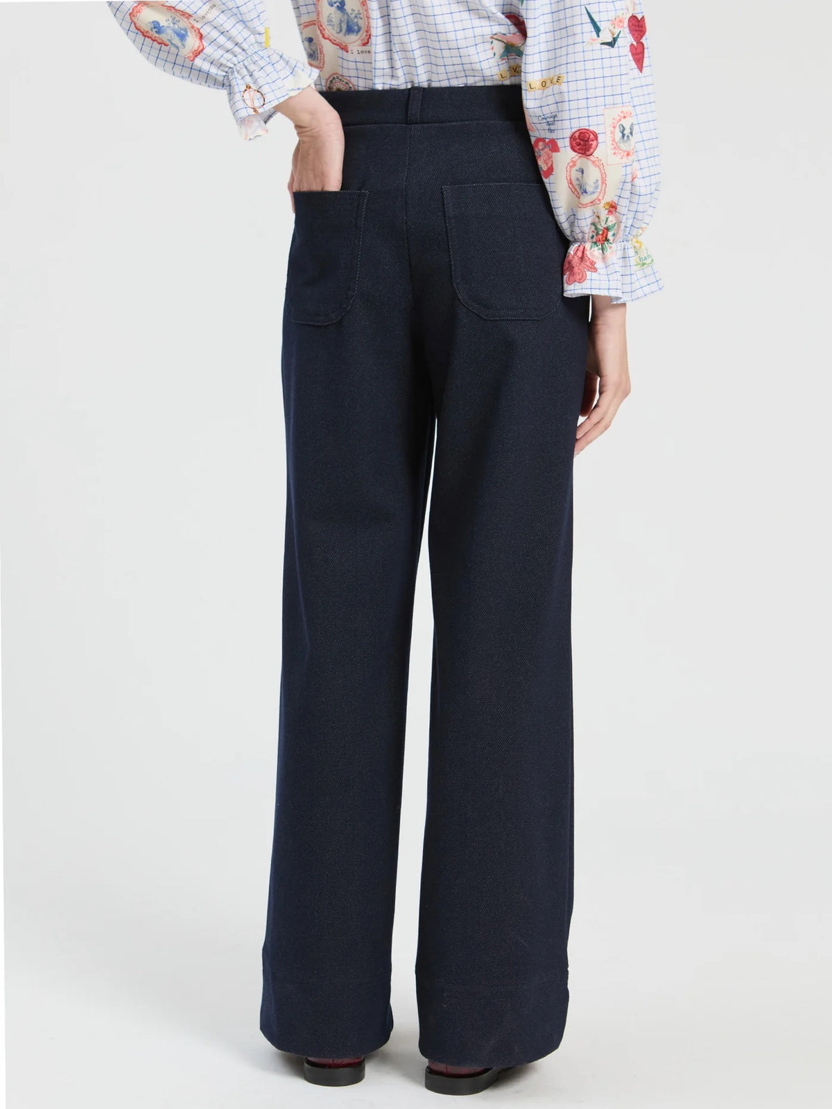 Navy Roma Straight Leg Trouser Pant