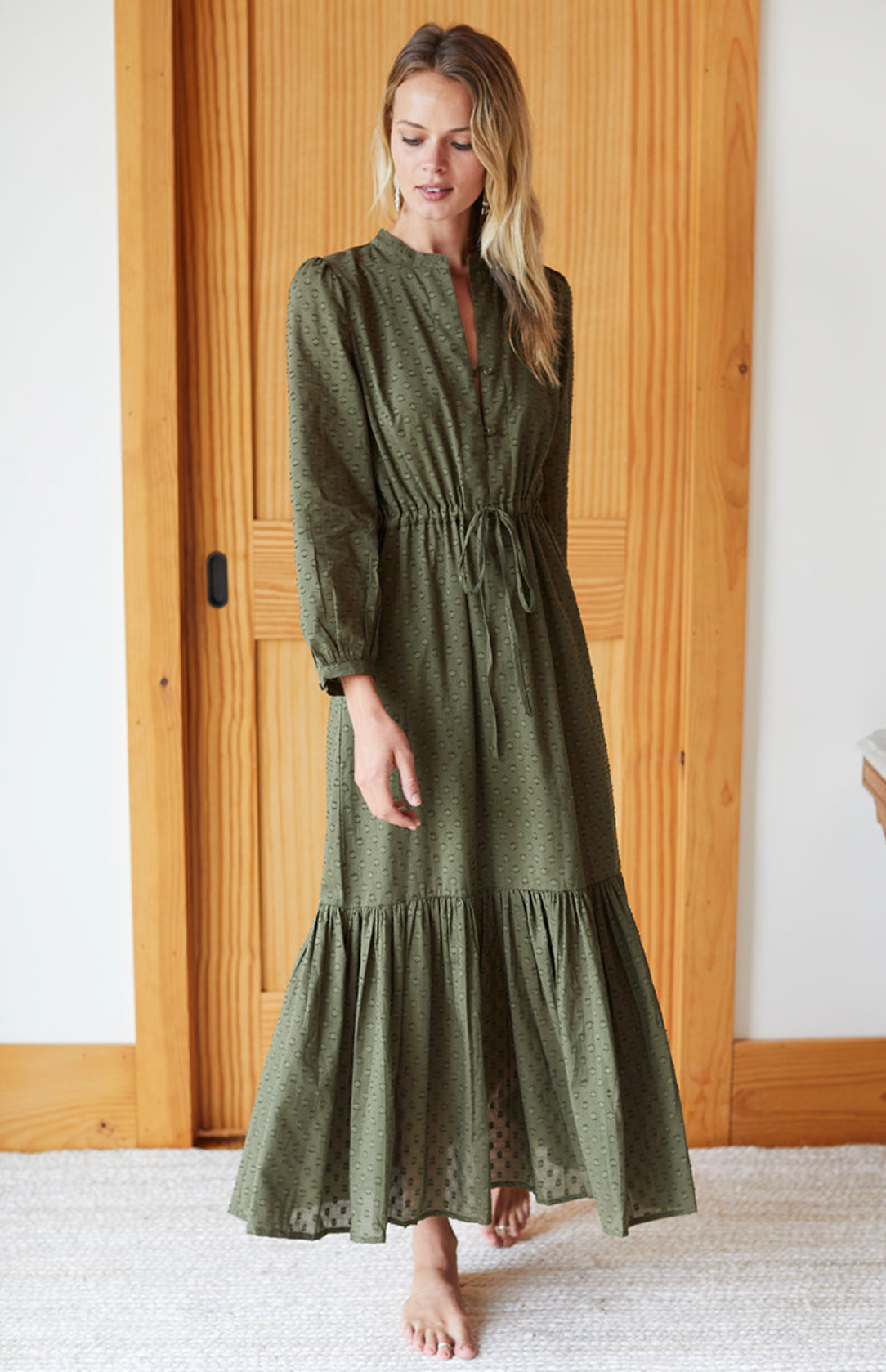 Emerson Fry 3 Dress - Moss Swiss Dot Organic