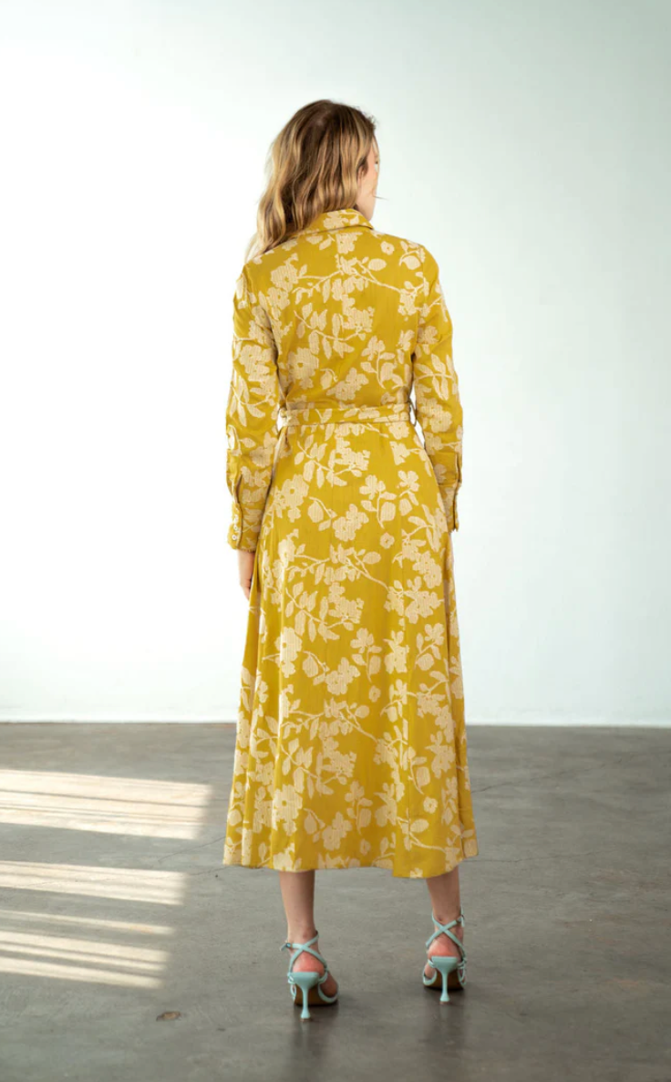 Princess Seam Long Sleeve Dress Yellow Crosssitch