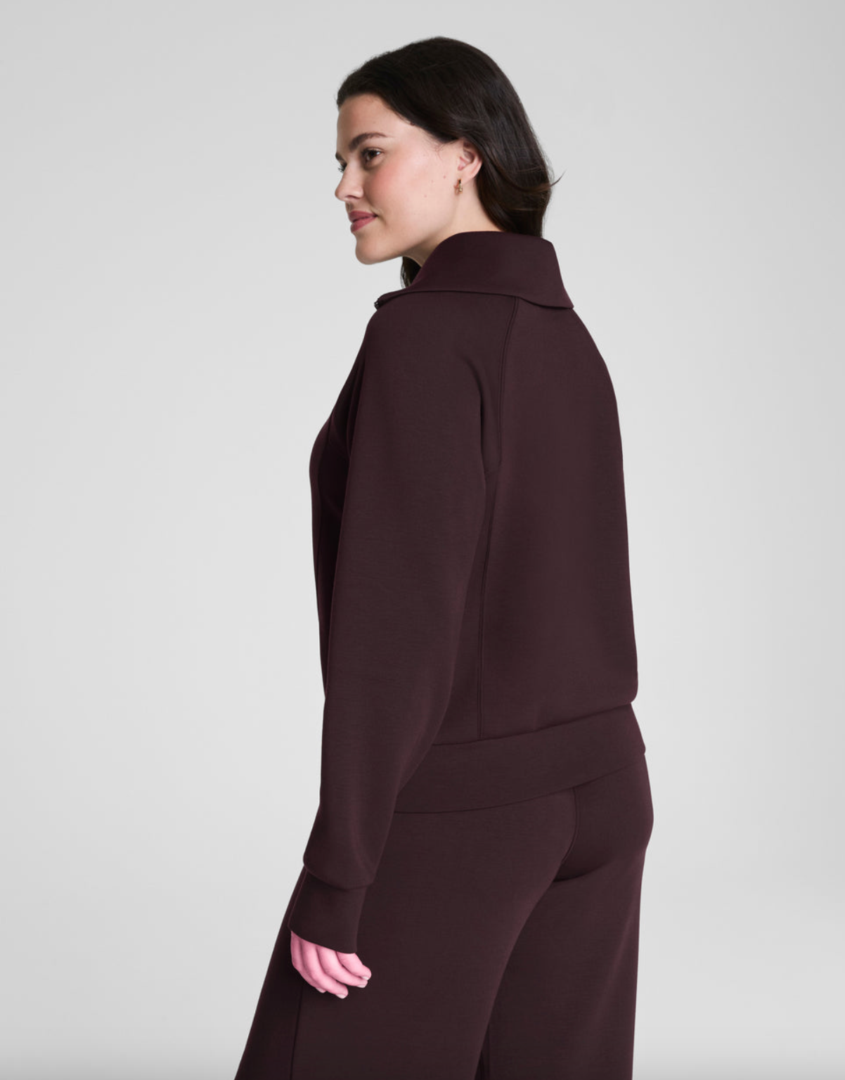 SPANX Half Zip- Dark Cacao