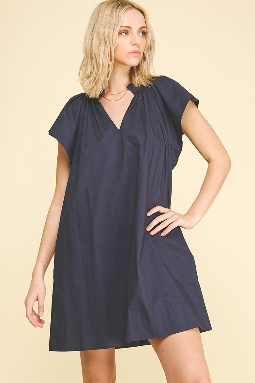 RUFFLE DETAILED TUNIC MINI DRESS