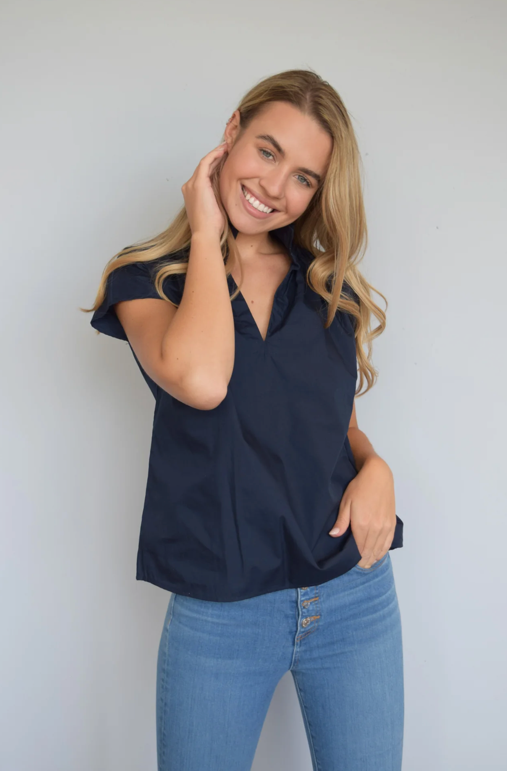 Vicki Short Sleeve Top Navy