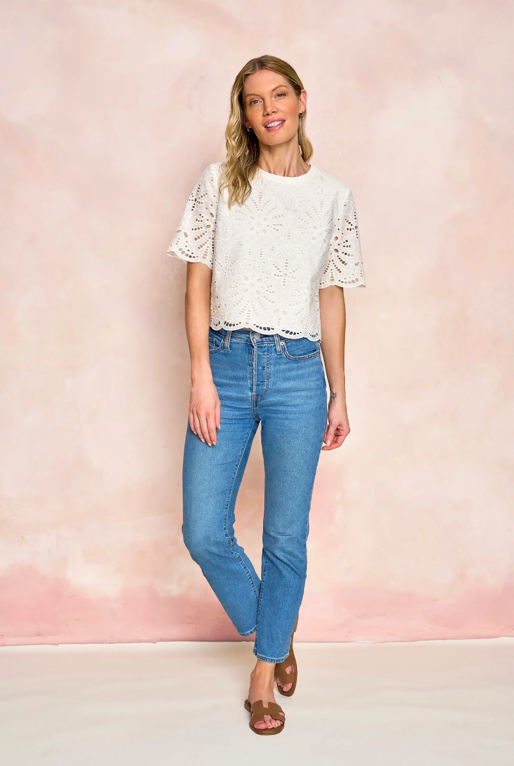 Sheridan Blouse in Cloud White Eyelet
