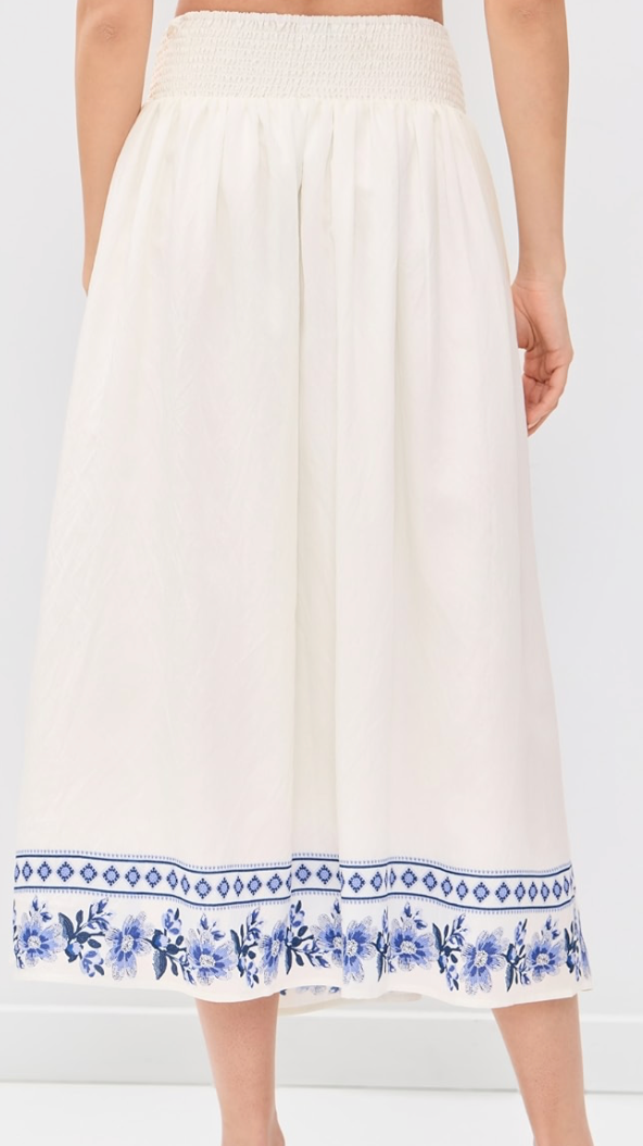 Floral Boarder Print Midi Skirt