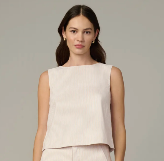 Micro Stripe Boat Neck Top
