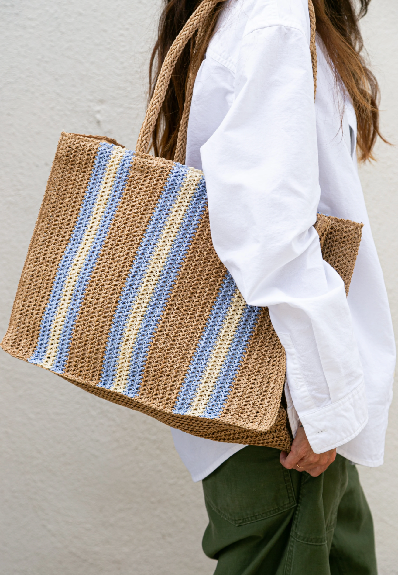 Blue Paper Straw Tote