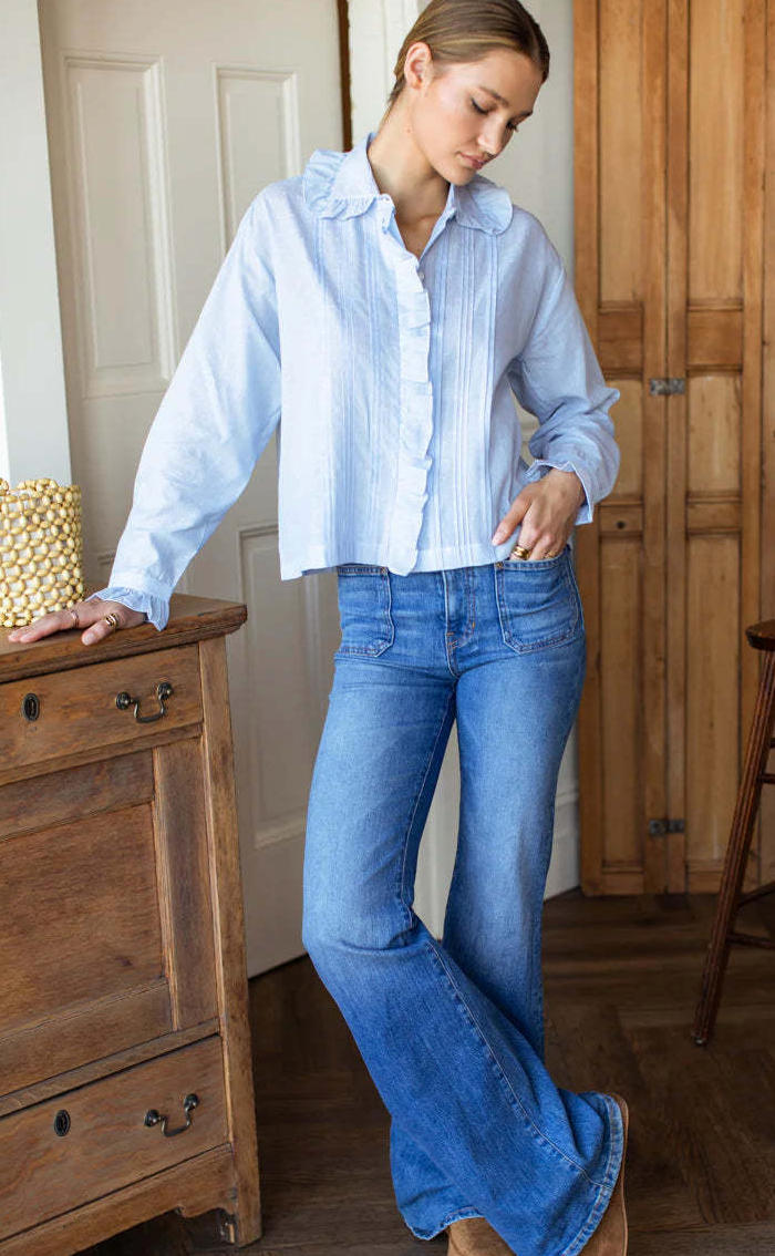 French Heirloom Shirt- Azure Clouds