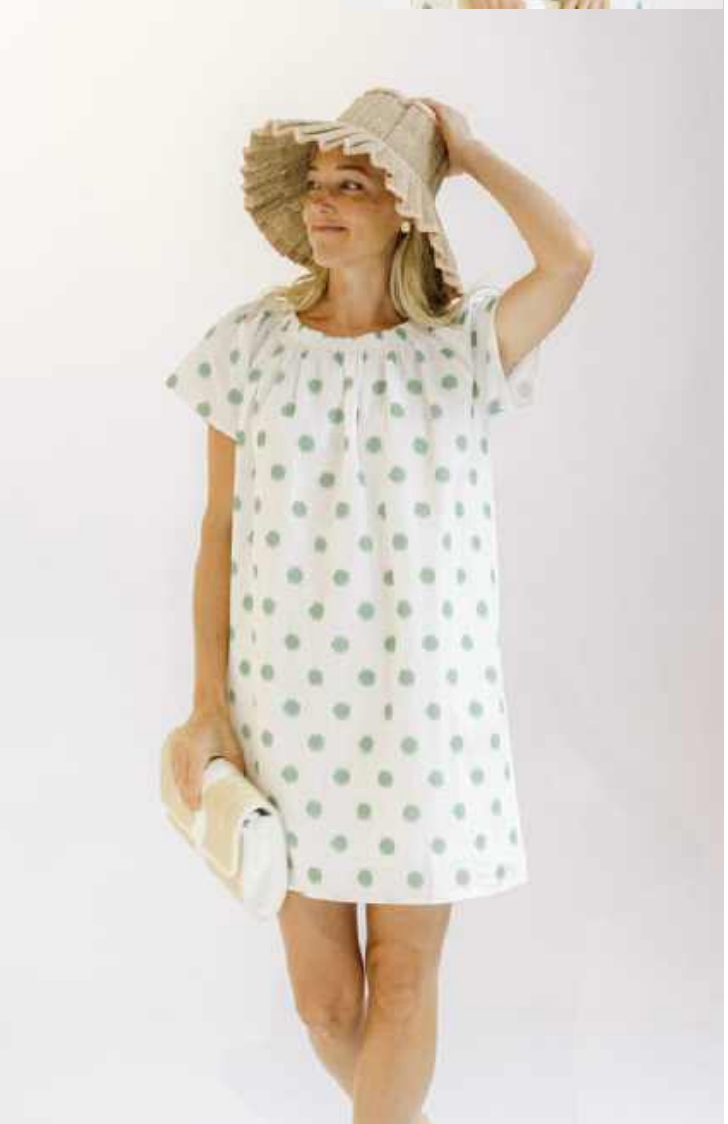 Palm Beach Dress Green Polka Dots
