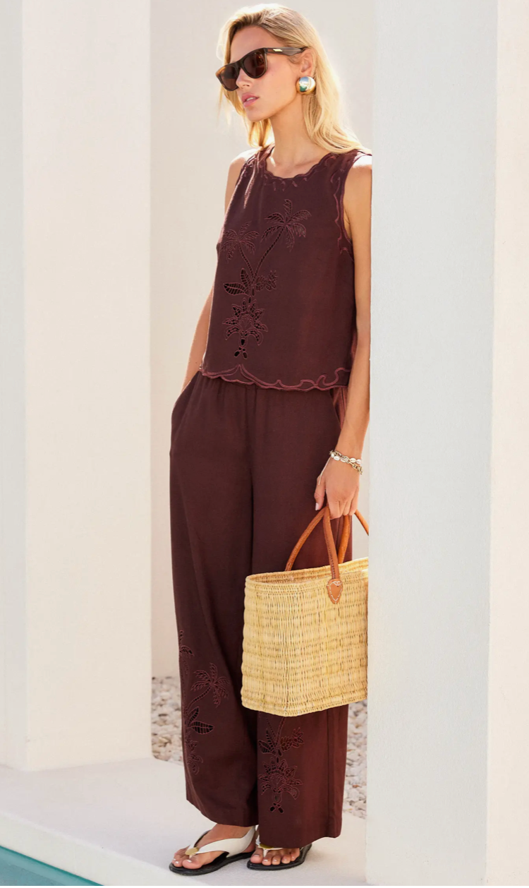 Brown Embroidered Top