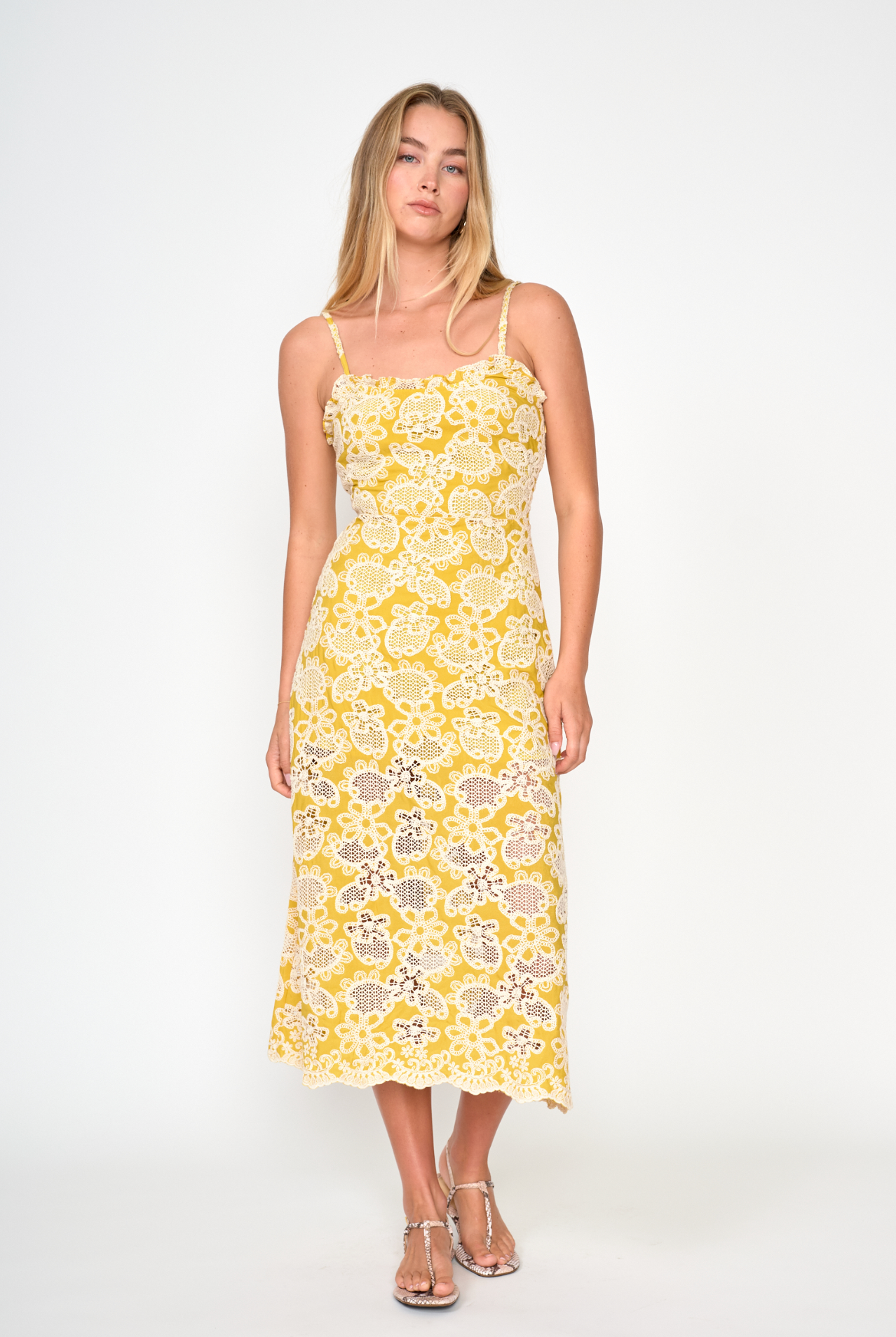 Claudia Dress - yellow eyelet