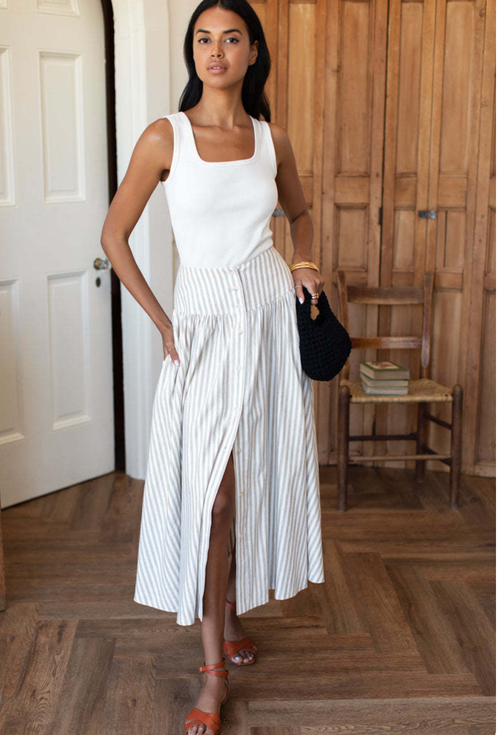 Elina Skirt - Almond Stripe
