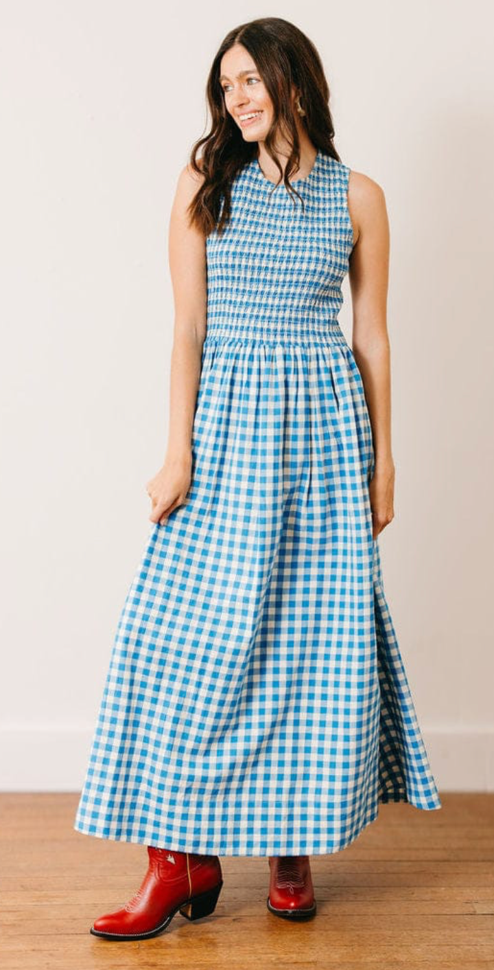 Blue Bay Gingham Marine Dress