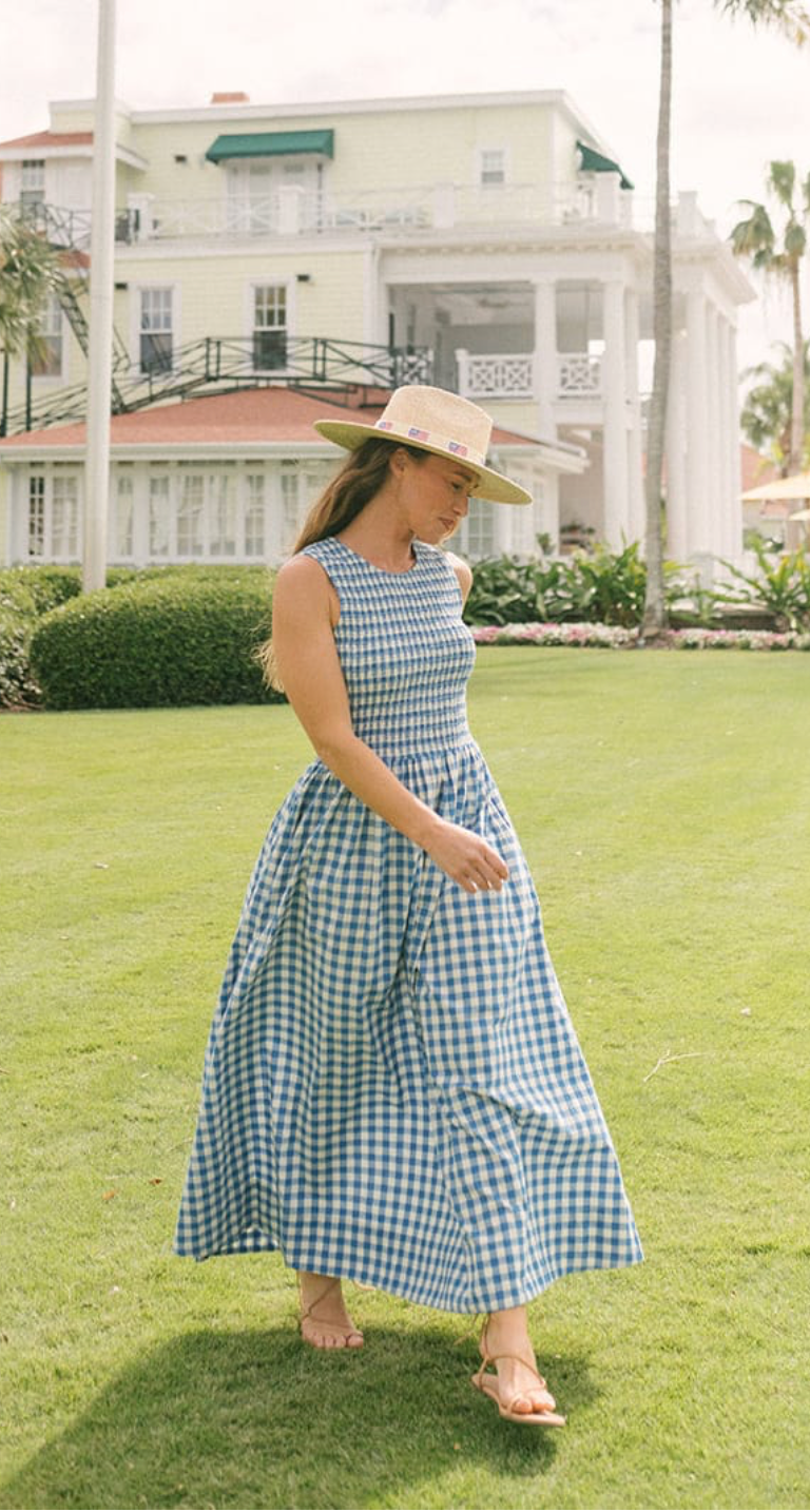 Blue Bay Gingham Marine Dress