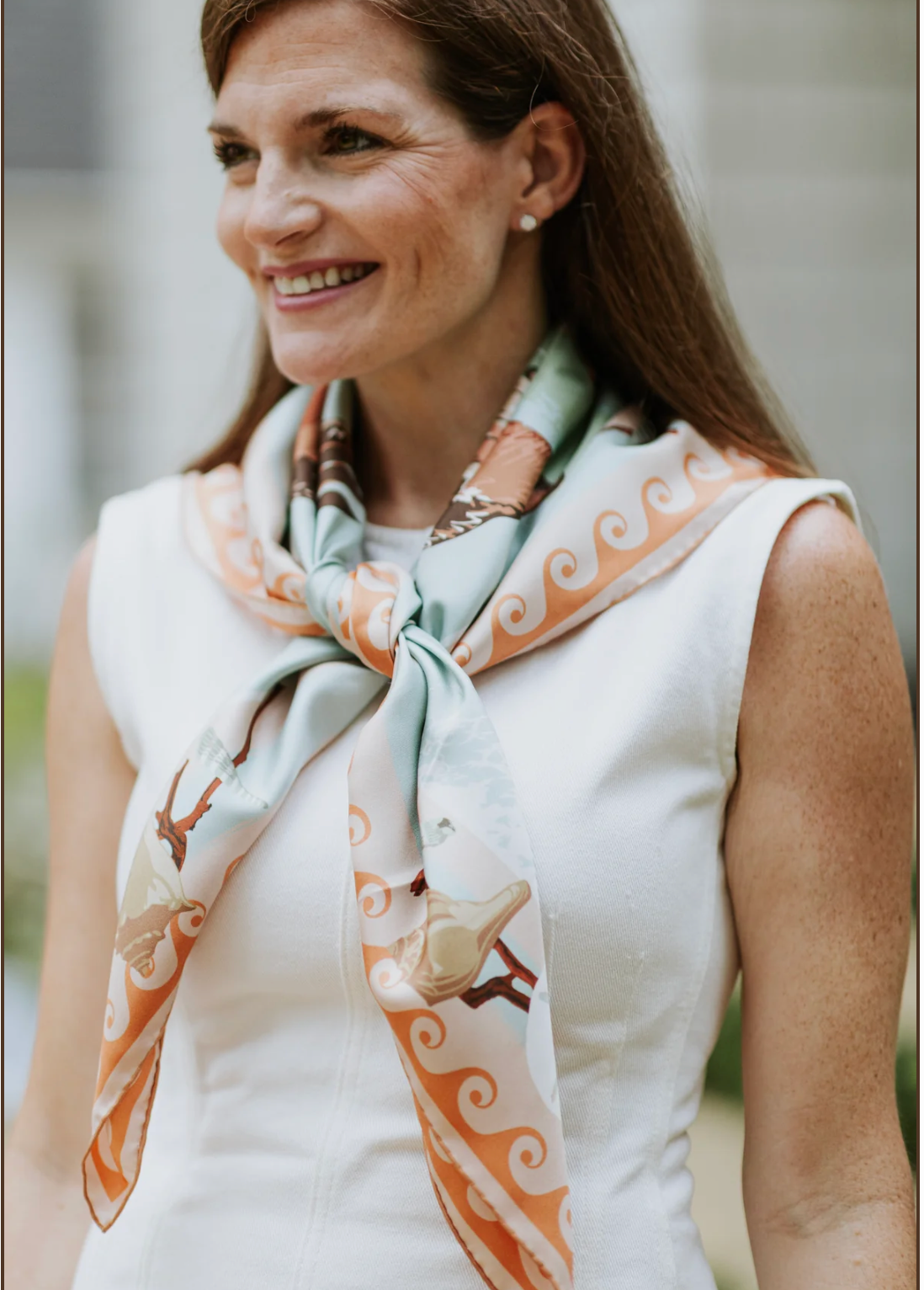 Peach Marsh Flyer - Double-Sided Silk Scarf