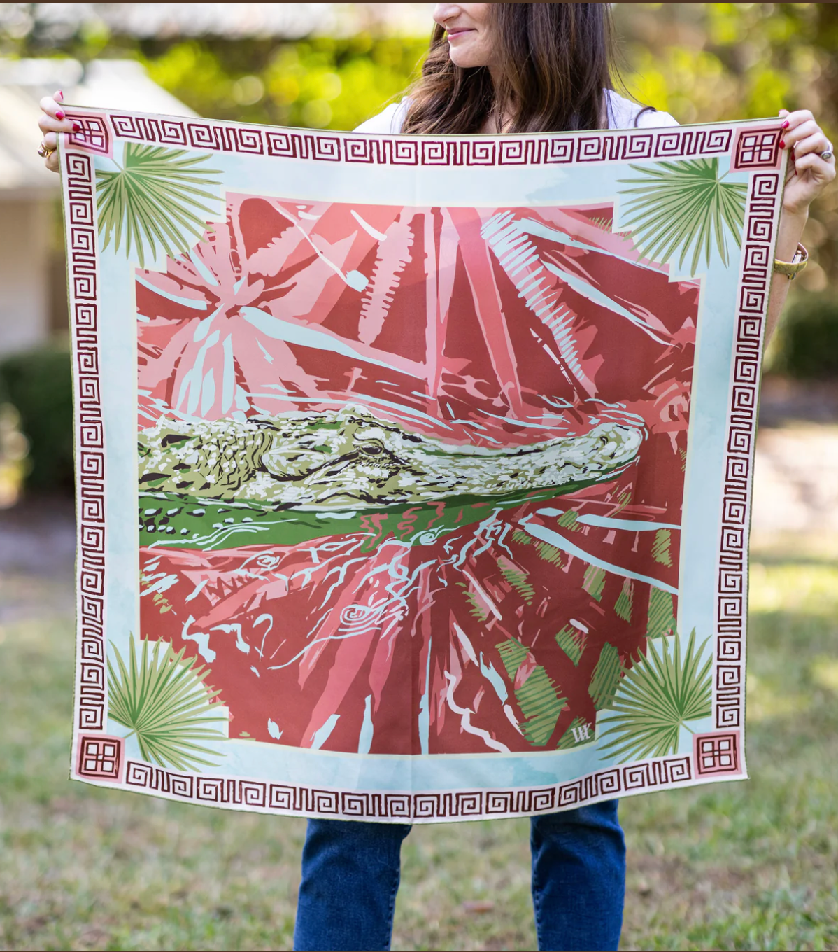 Pink Ocmulgee Alligator - Double-Sided Silk Scarf