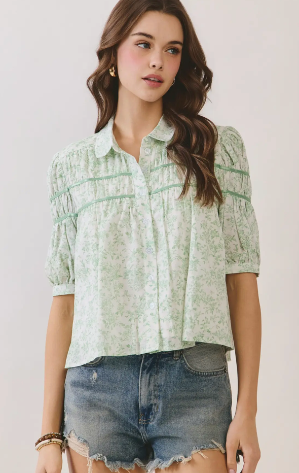 Floral Puff Sleeve Top