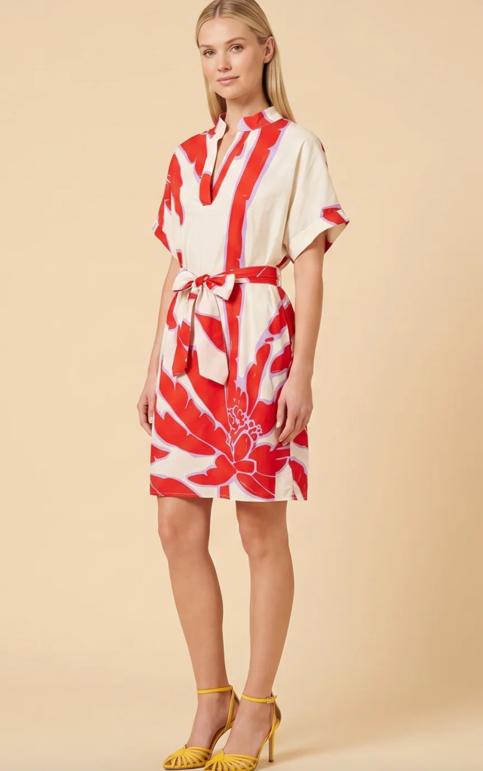Marjorie Dress- Monstera Red
