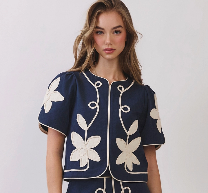 Navy Floral Top