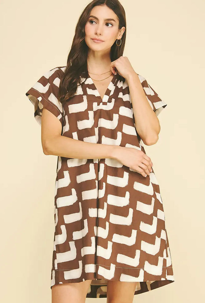 Geometric Print Tunic Dress