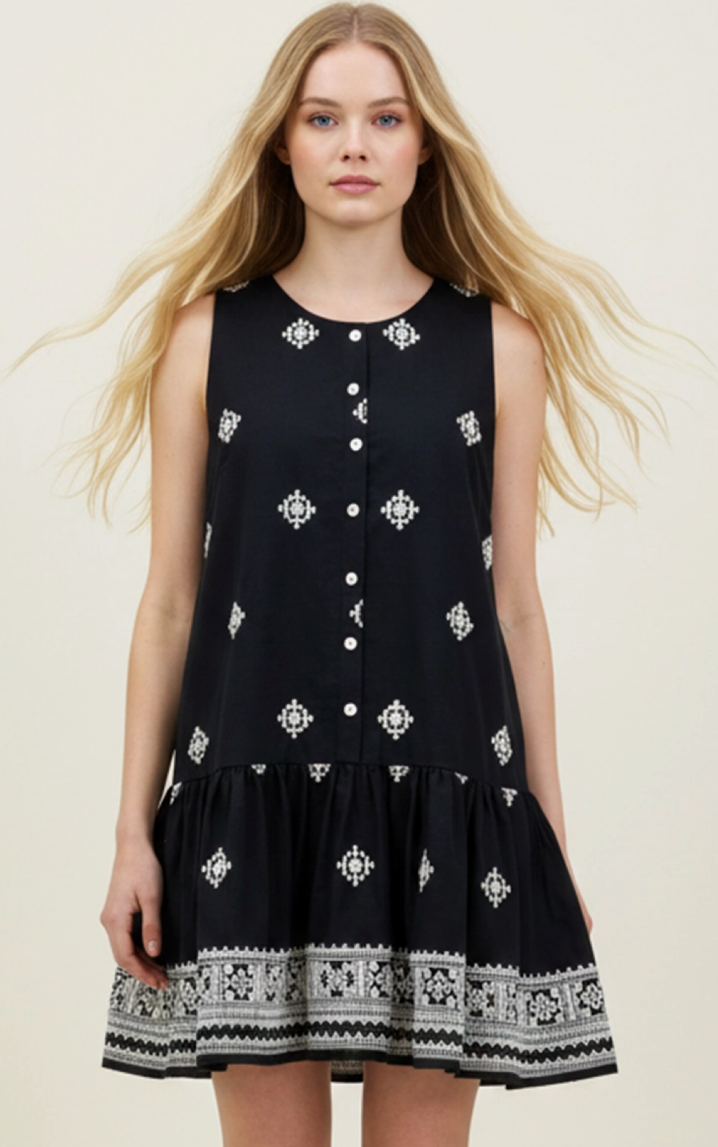 Geometric Embroidery Mini Dress