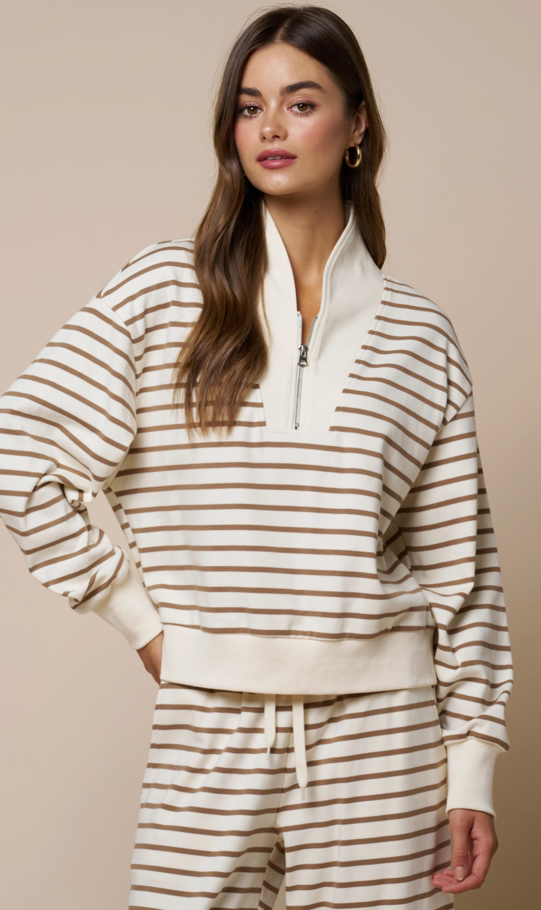 Stripe Zip Up Sweatshirt
