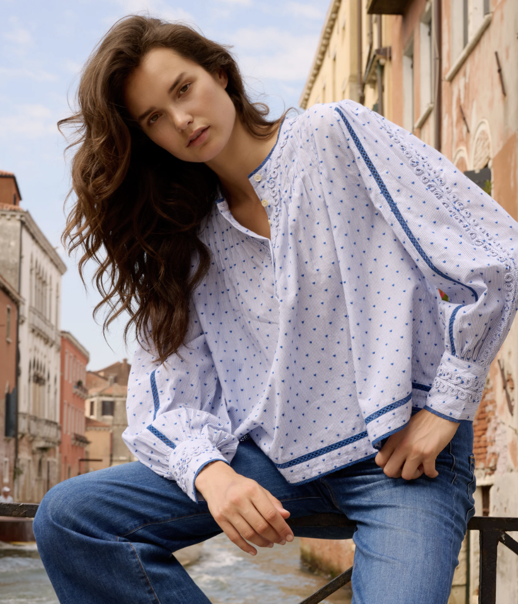 Cordelia Top- Lyon Blue